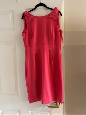 J. Crew Classic Sleeveless Bow-Shoulder Dress in Bright Pink